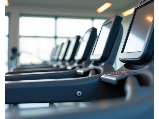 Row of modern gym equipment