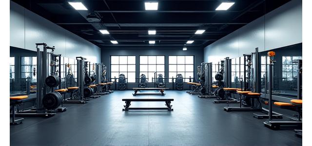 Main Weight Room with various free weights and machines